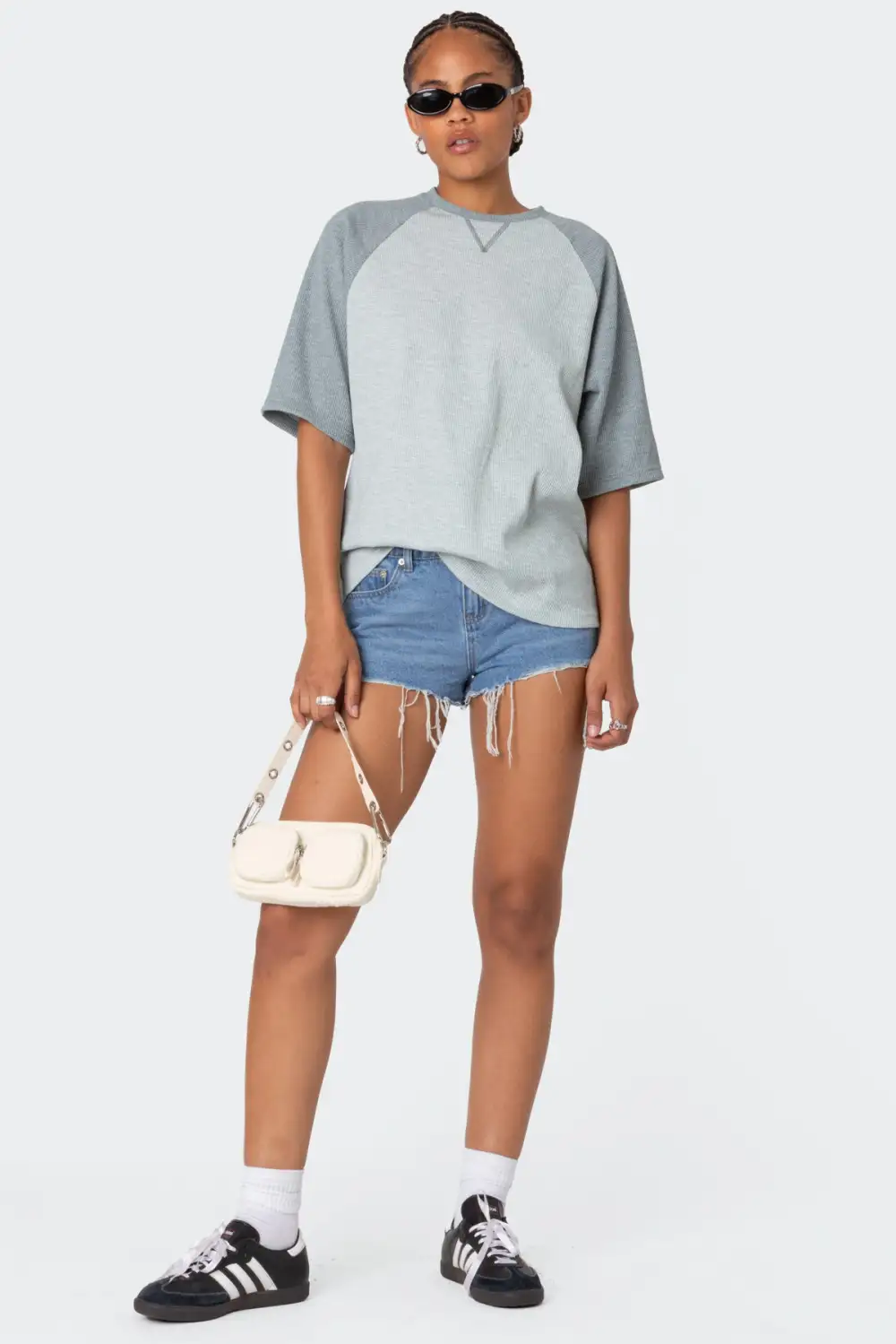 Oversized Raglan Waffle T Shirt