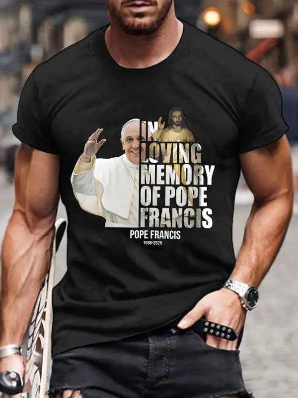 Men's In Loving Memory Of Pf 1936-2025 Print Short Sleeve Round Neck Cotton T-Shirt