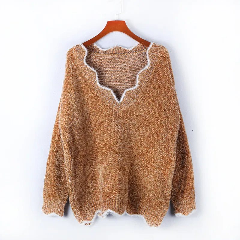 Wave Edge V-Neck Casual Sweater