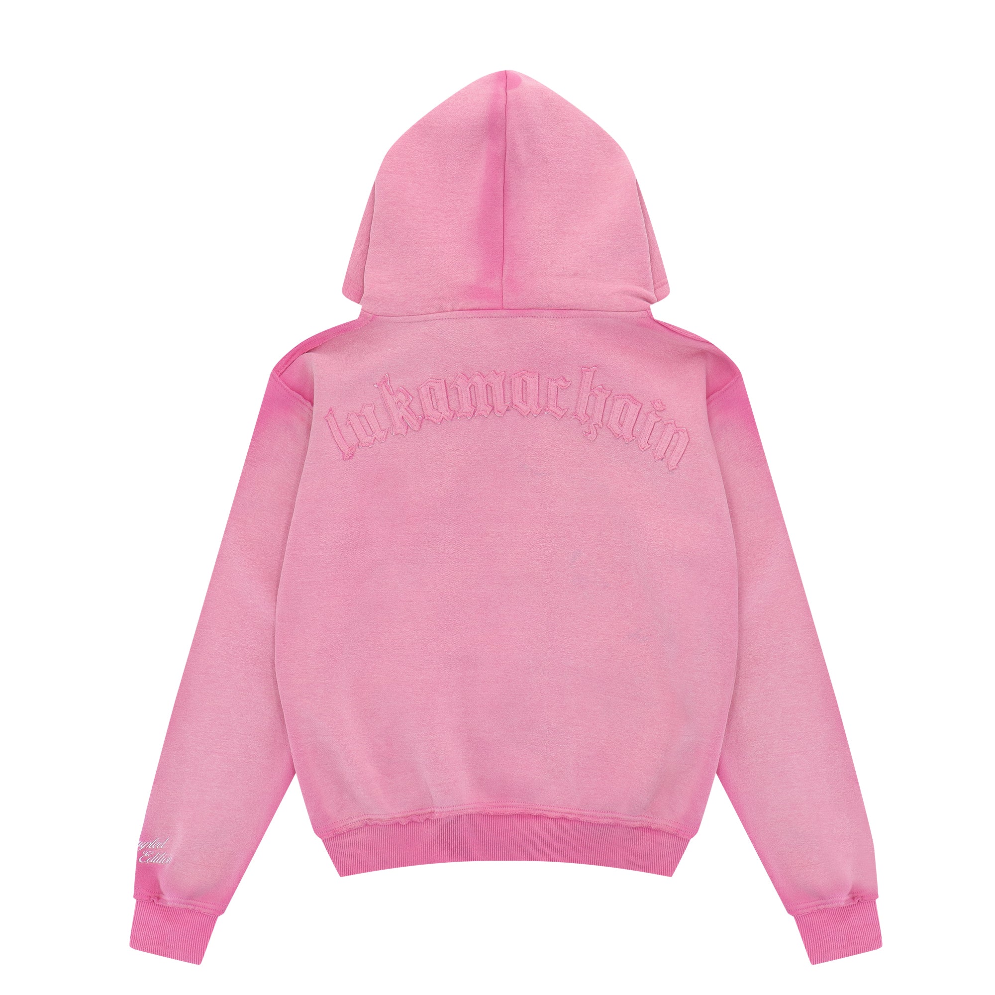 Distressed Zip Hoodie Pink (Male version)