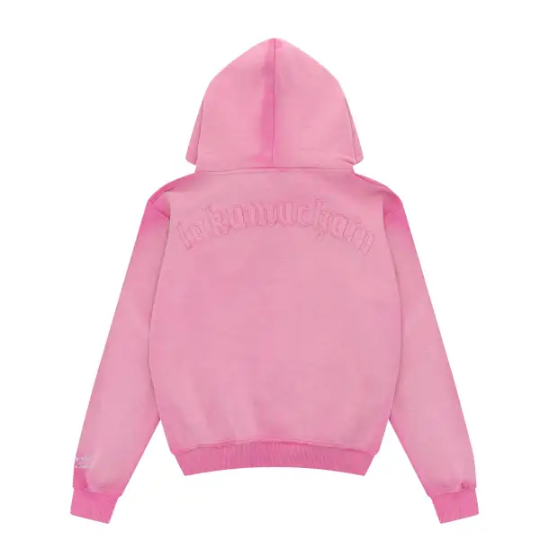 Distressed Zip Hoodie Pink (Male version)