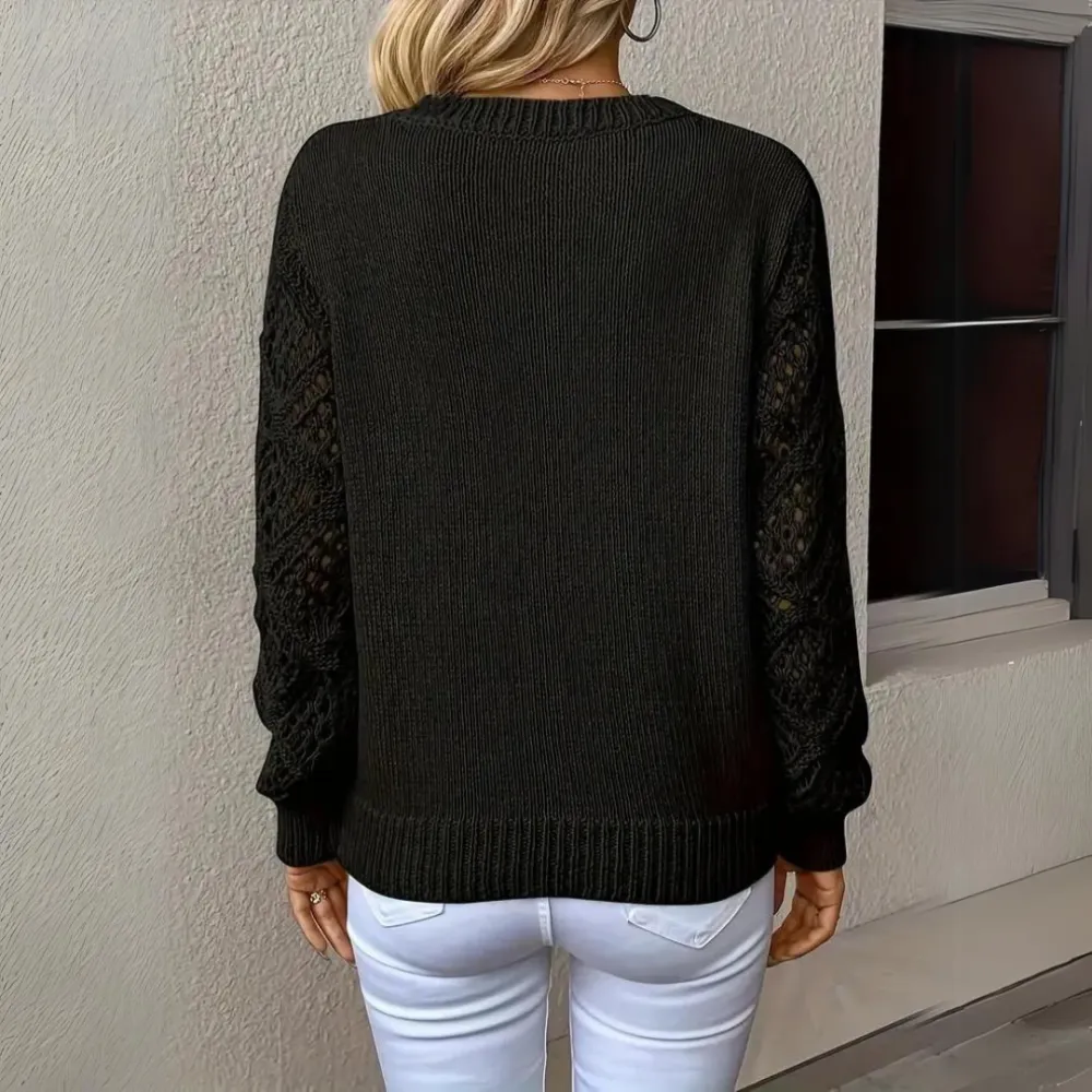 V-Neck Knitted Sleeves Jumper