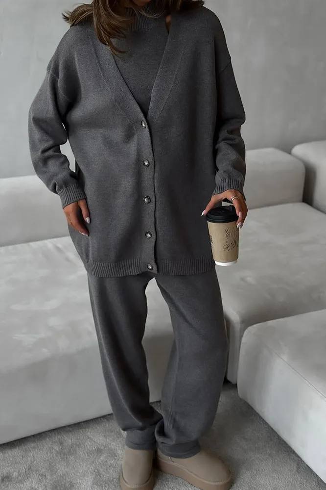 Women's Solid Color Tank Top & Coat & Pants 3-Piece Set