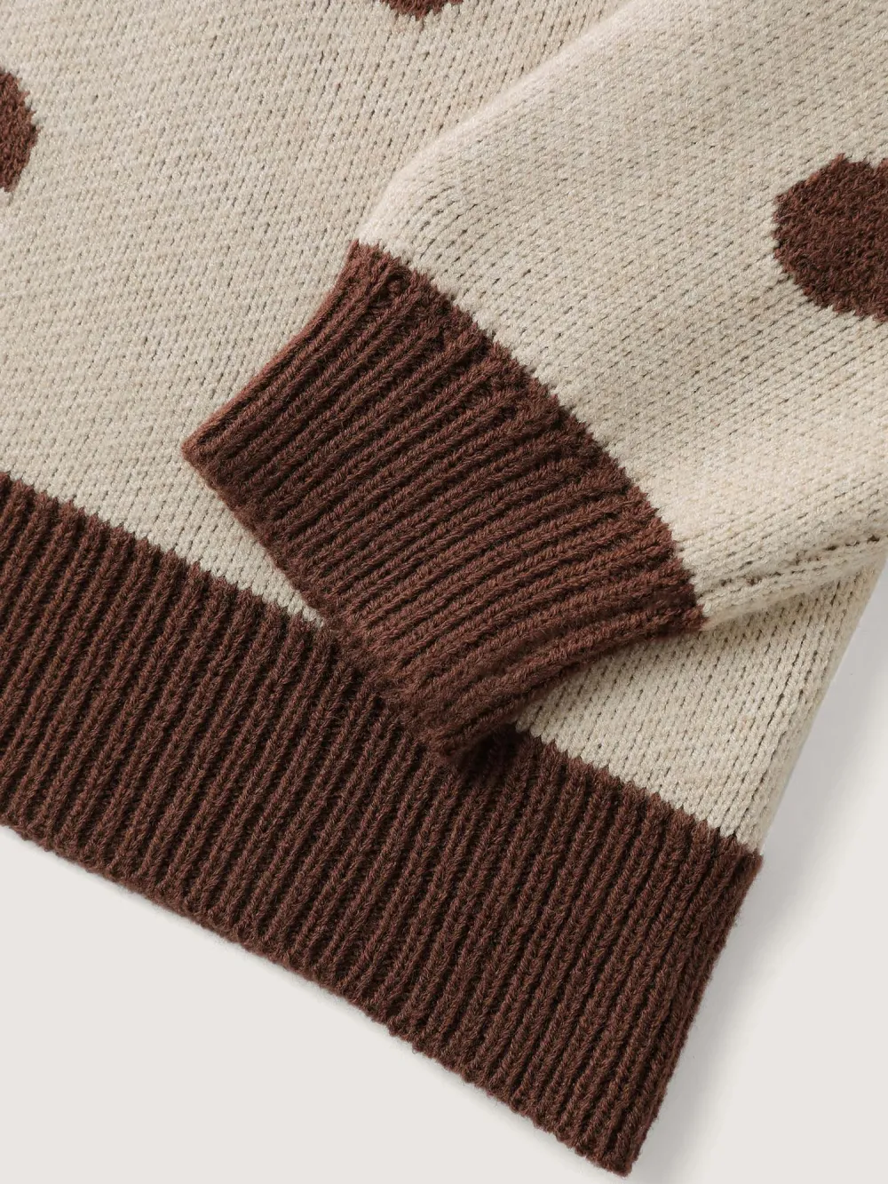 Polka Dots Print Color Contrast Pullover