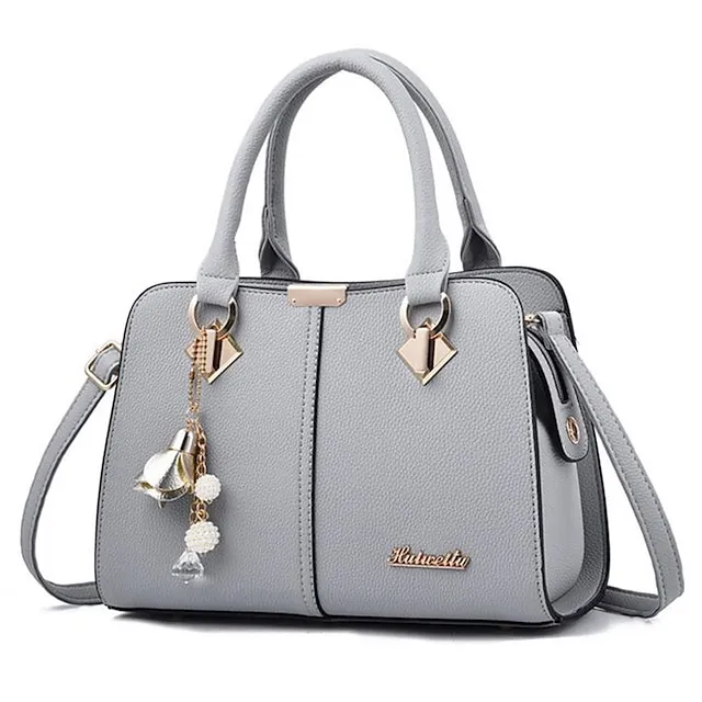 Women's Handbag Crossbody Bag Shoulder Bag PU Leather Office Daily Pendant Chain Solid Color Wine Black Royal Blue