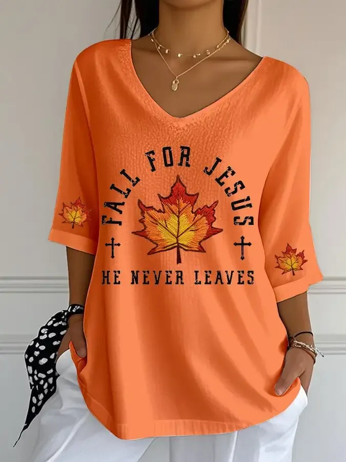 Women's Casual Autumn Print Sleeve Top