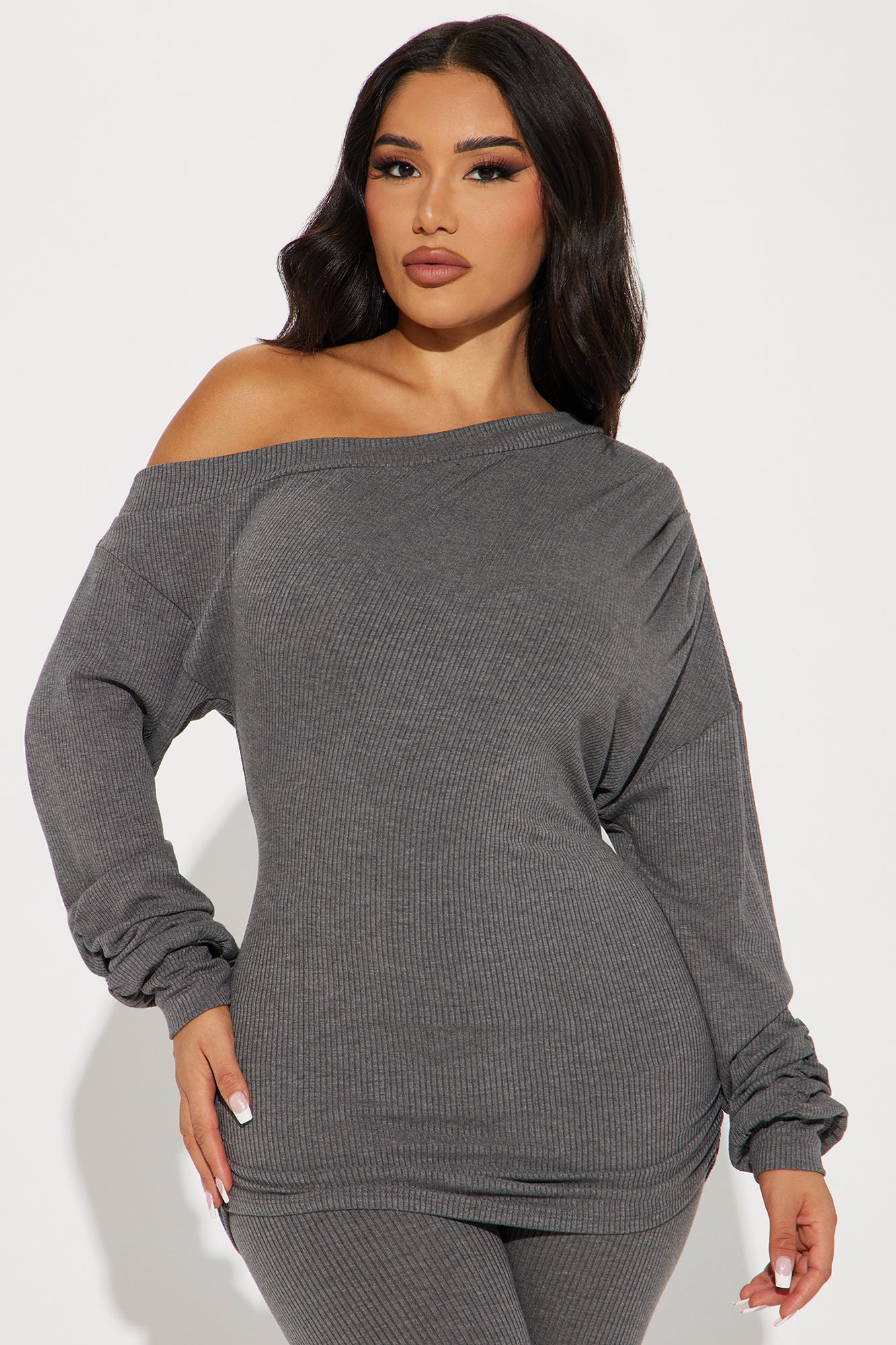 Taylor Off Shoulder Pant Set - Charcoal