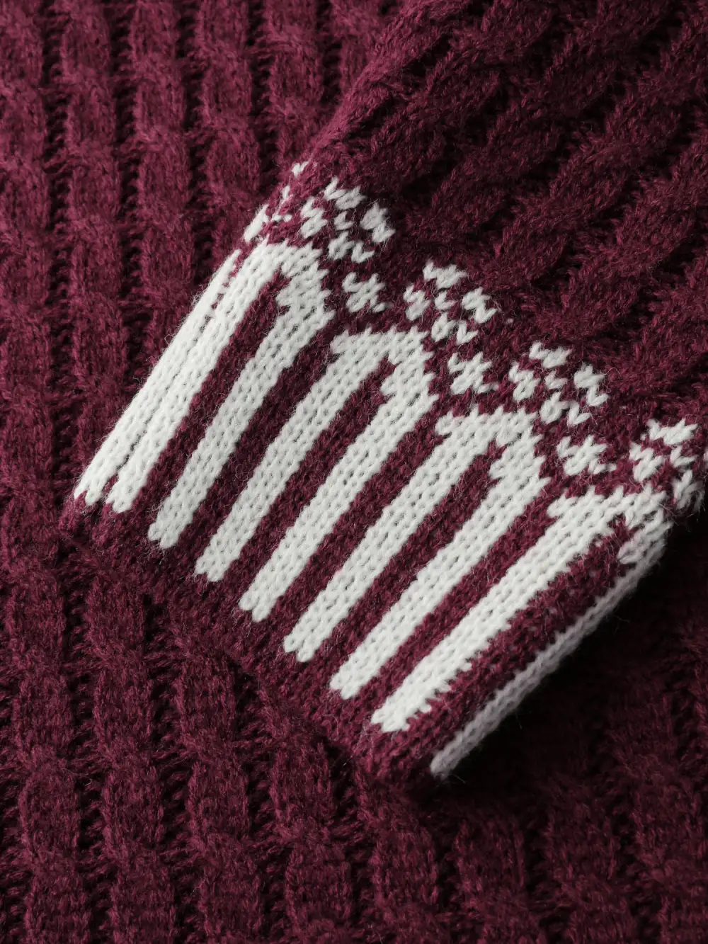 Cozy Textured Contrast Ribbed Hem Pullover