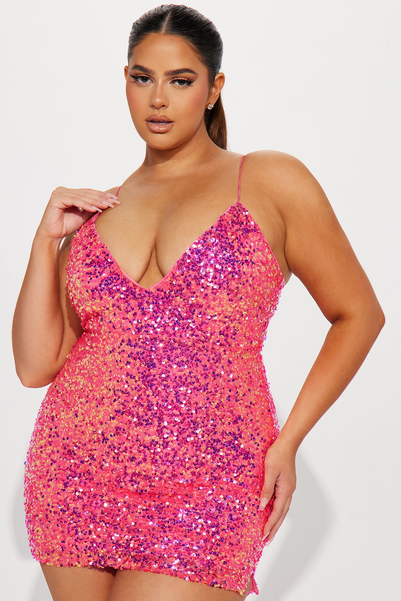 Serena Sequin Mini Dress - Hot Pink