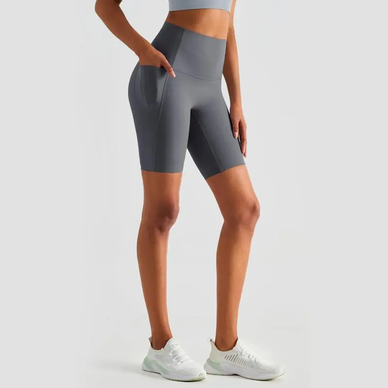 Women's High Waist Biker Shorts – Tummy Control Yoga Shorts with Pockets, Breathable for Summer