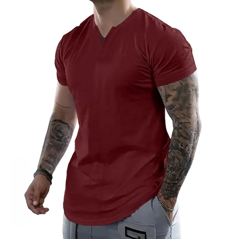 Men's Slim Fit V-Neck T-Shirt – Soft Short Sleeve Tee for Gym & Casual Wear