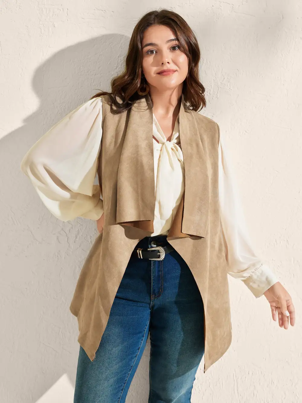 Suede Adjustable Waist Belt Vest