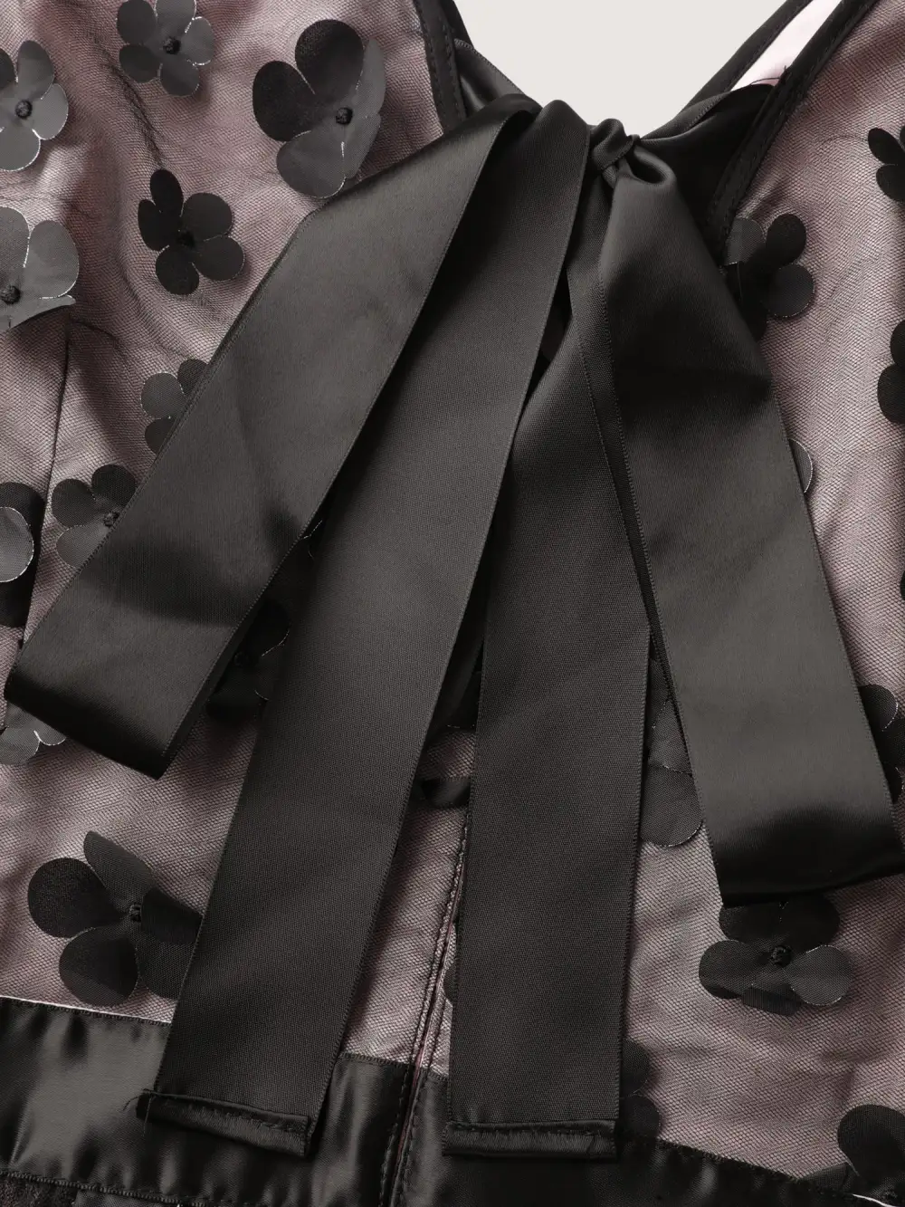 3D Floral Back-Tie Sheer Midi Dress