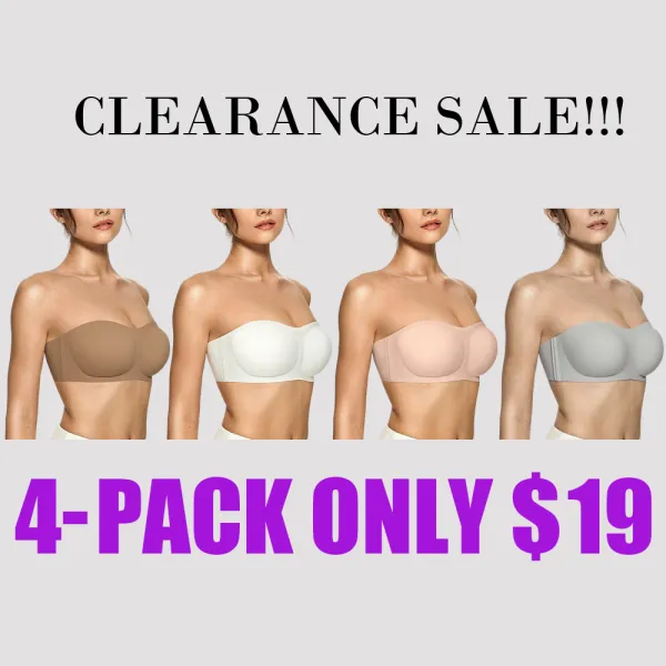 Women's Strapless Bandeau Tube Bra – Wireless, Seamless, Padded, Non-Slip, Comfortable Support for Everyday Wear