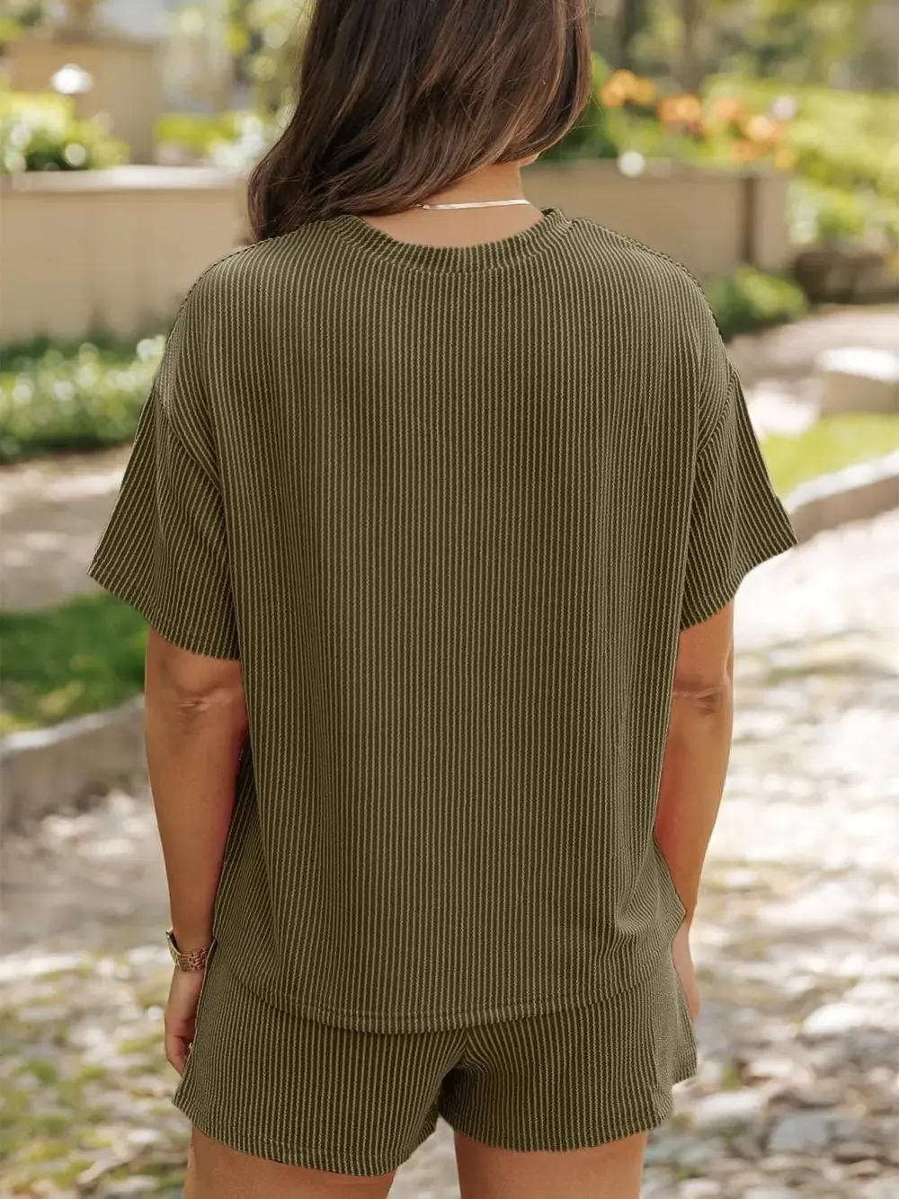 ✨Women's Ribbed Textured Knit Loose Lounge Shorts 2 Piece Set