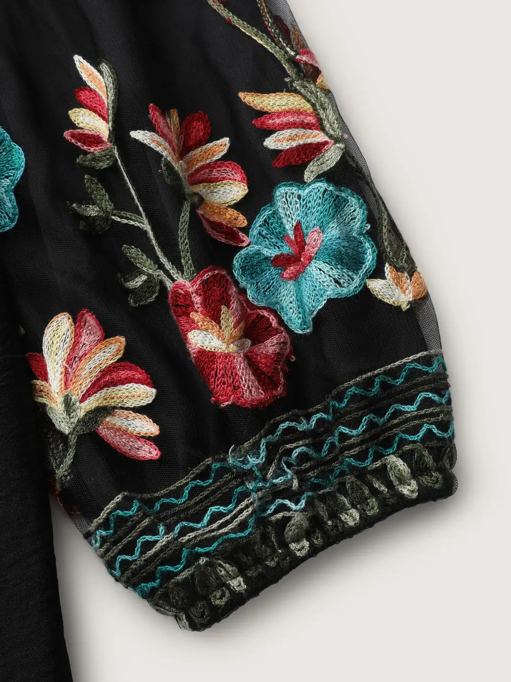 Floral Embroidery Waist-Tie Jumpsuit