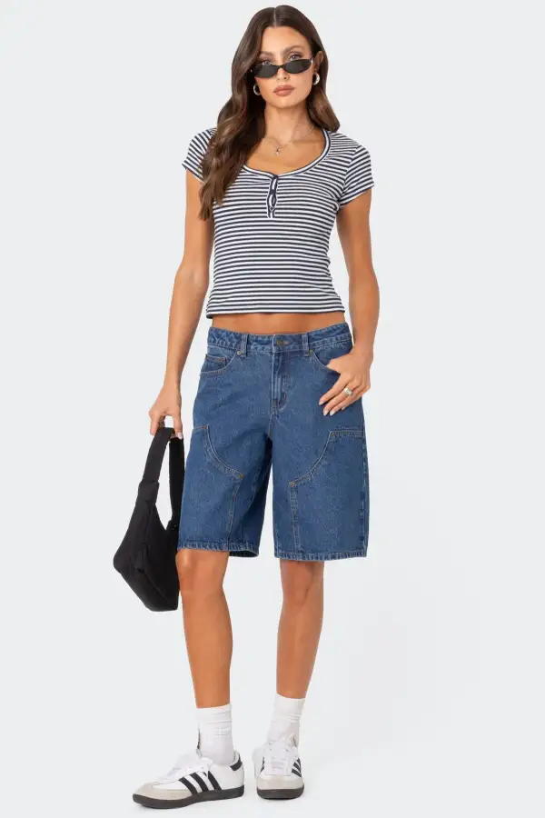 Kady Striped Henley T Shirt