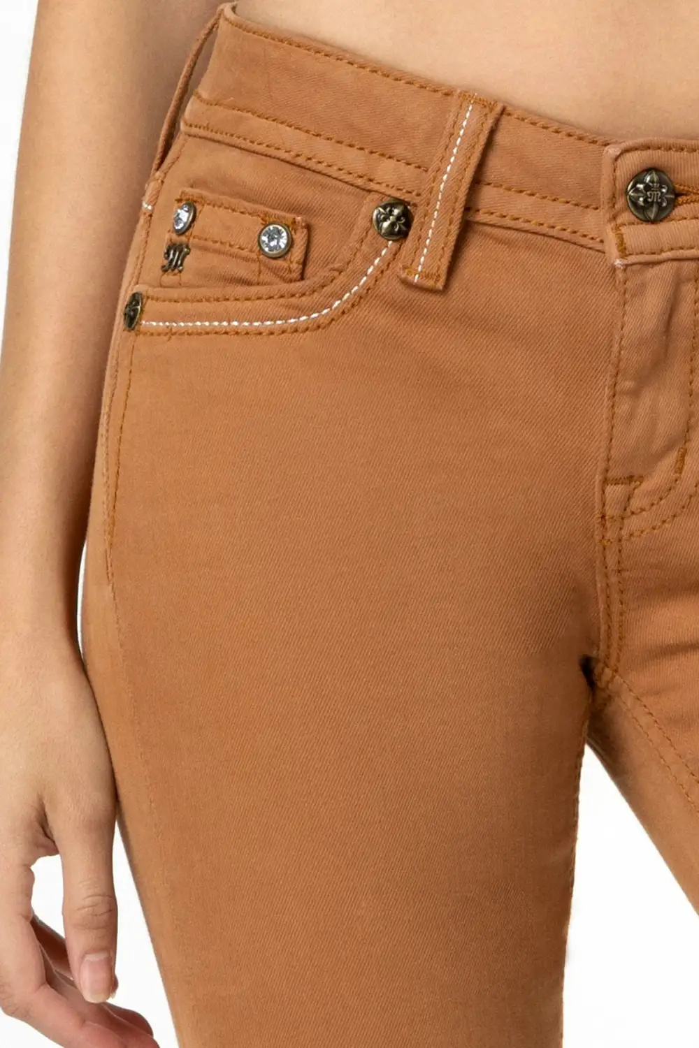 Camel Cross Stitch Straight Jeans