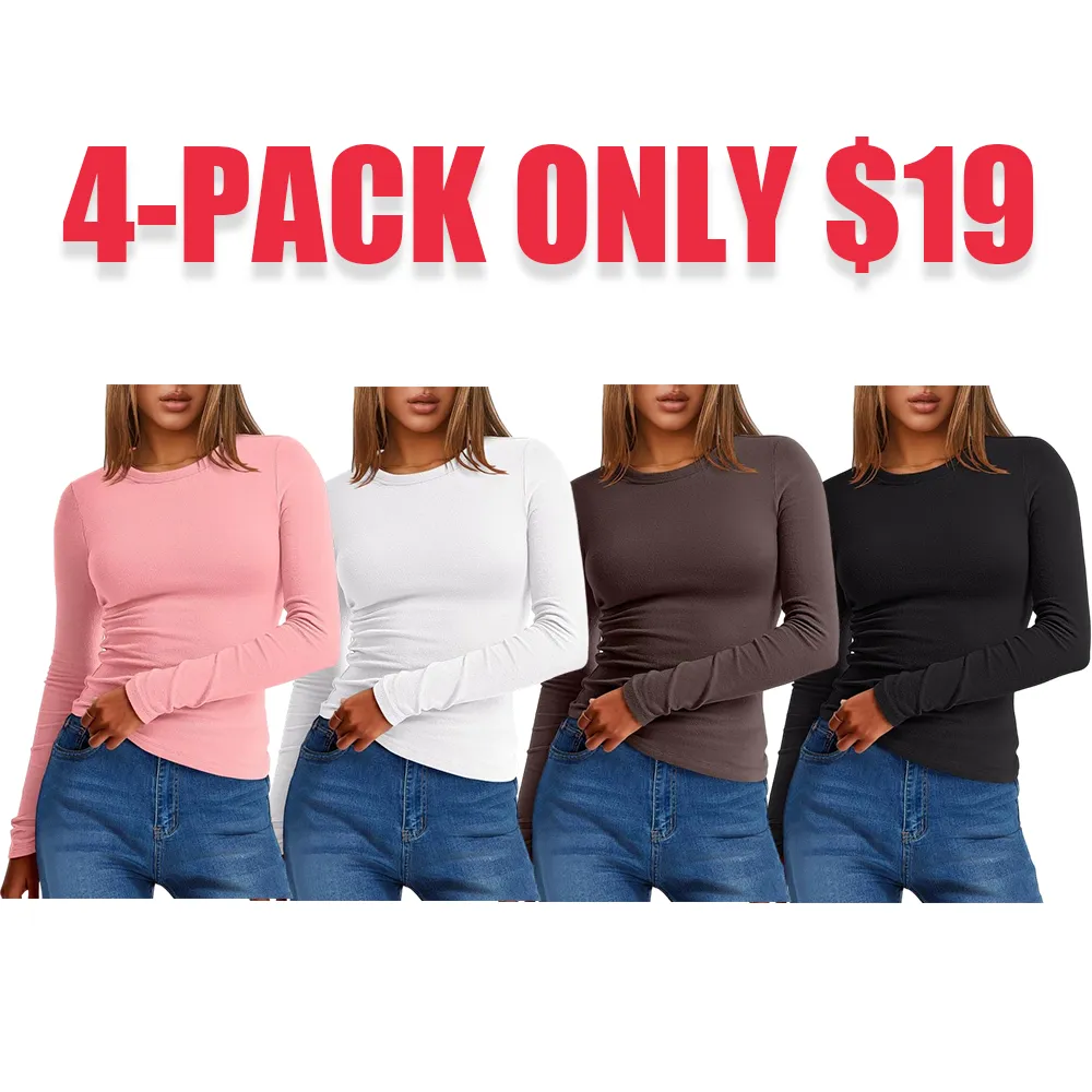 2025 Women's Long-Sleeve Thermal Tee: Crewneck, Slim Fit, Warm (Fall/Winter Basic)