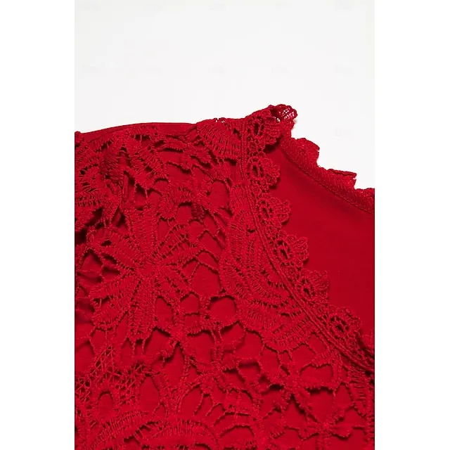 Women's Going Out Tops Blouse Cotton Plain Casual Lace