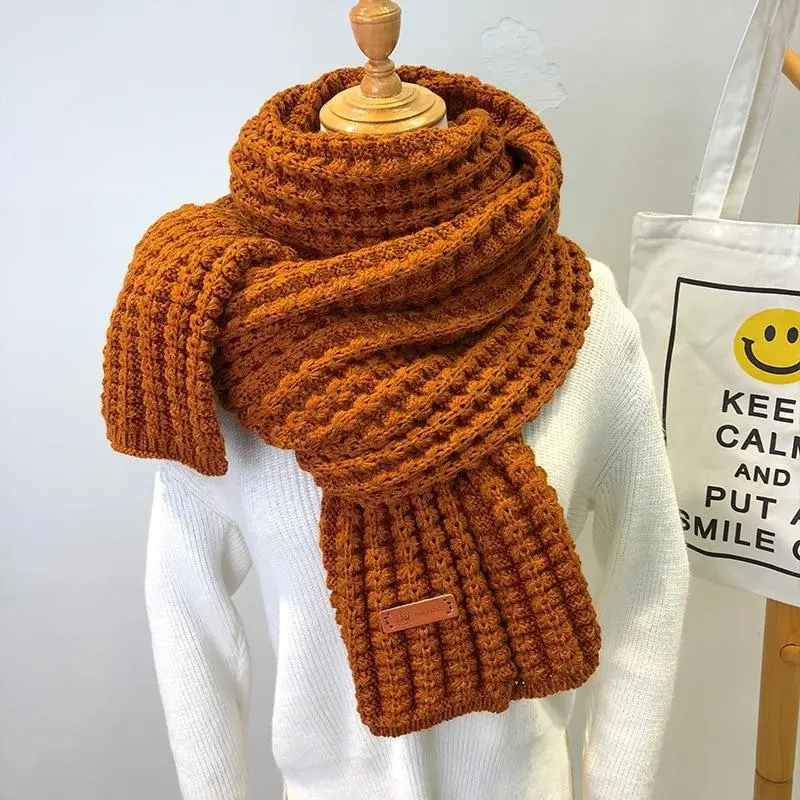 New Winter Knitted Scarf Fashion Women Warm Pashmina  Thickened Wool Scarf