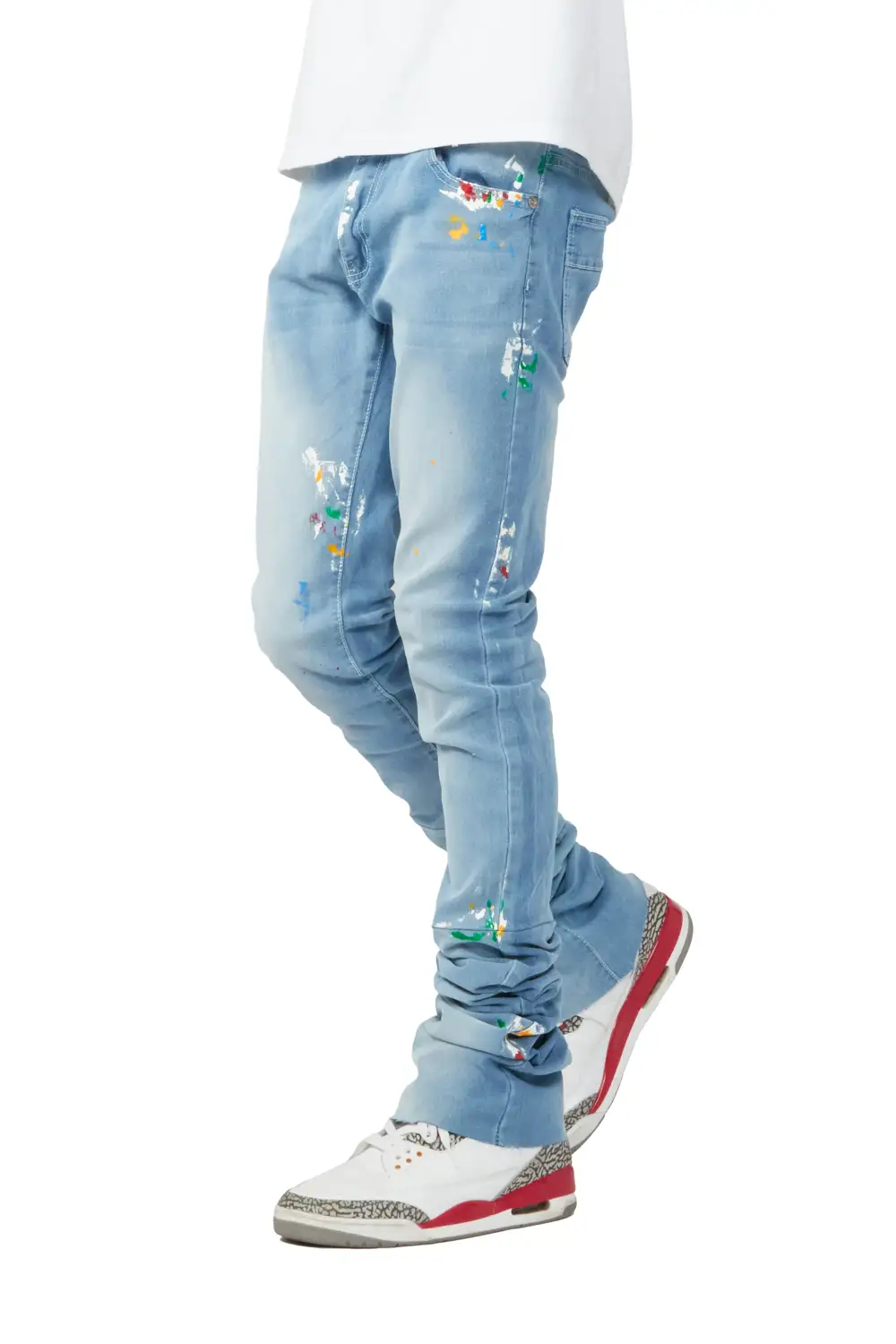 Mitchel Blue Painter Super Stacked Flare Jean