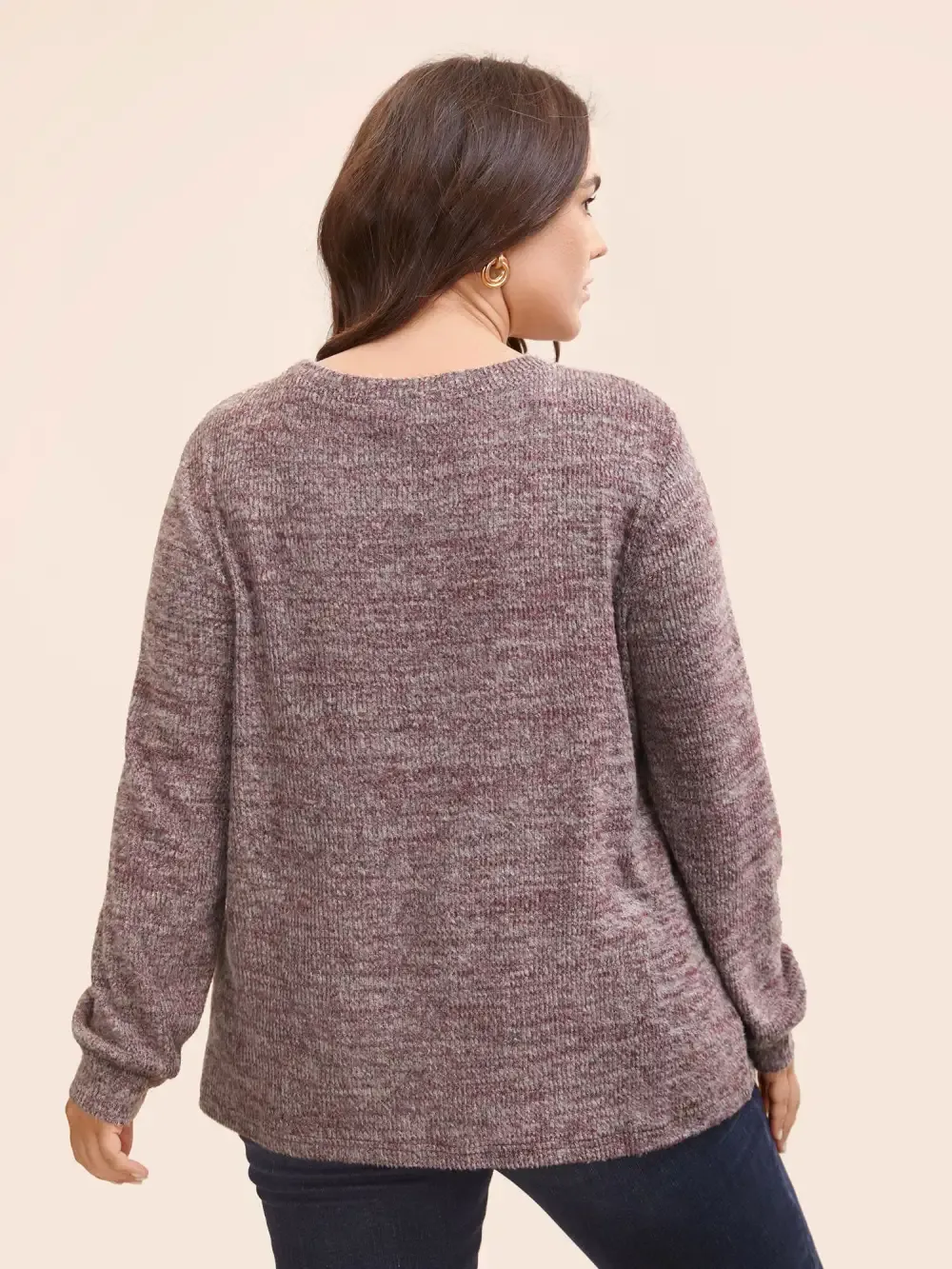 Solid Heather Round Neck Stitch Sweatshirt