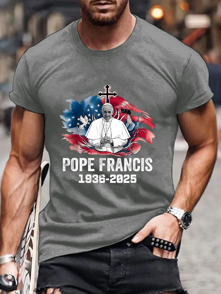 Men's Rest In Peace 1936-2025 Print Short Sleeve Round Neck Cotton T-Shirt