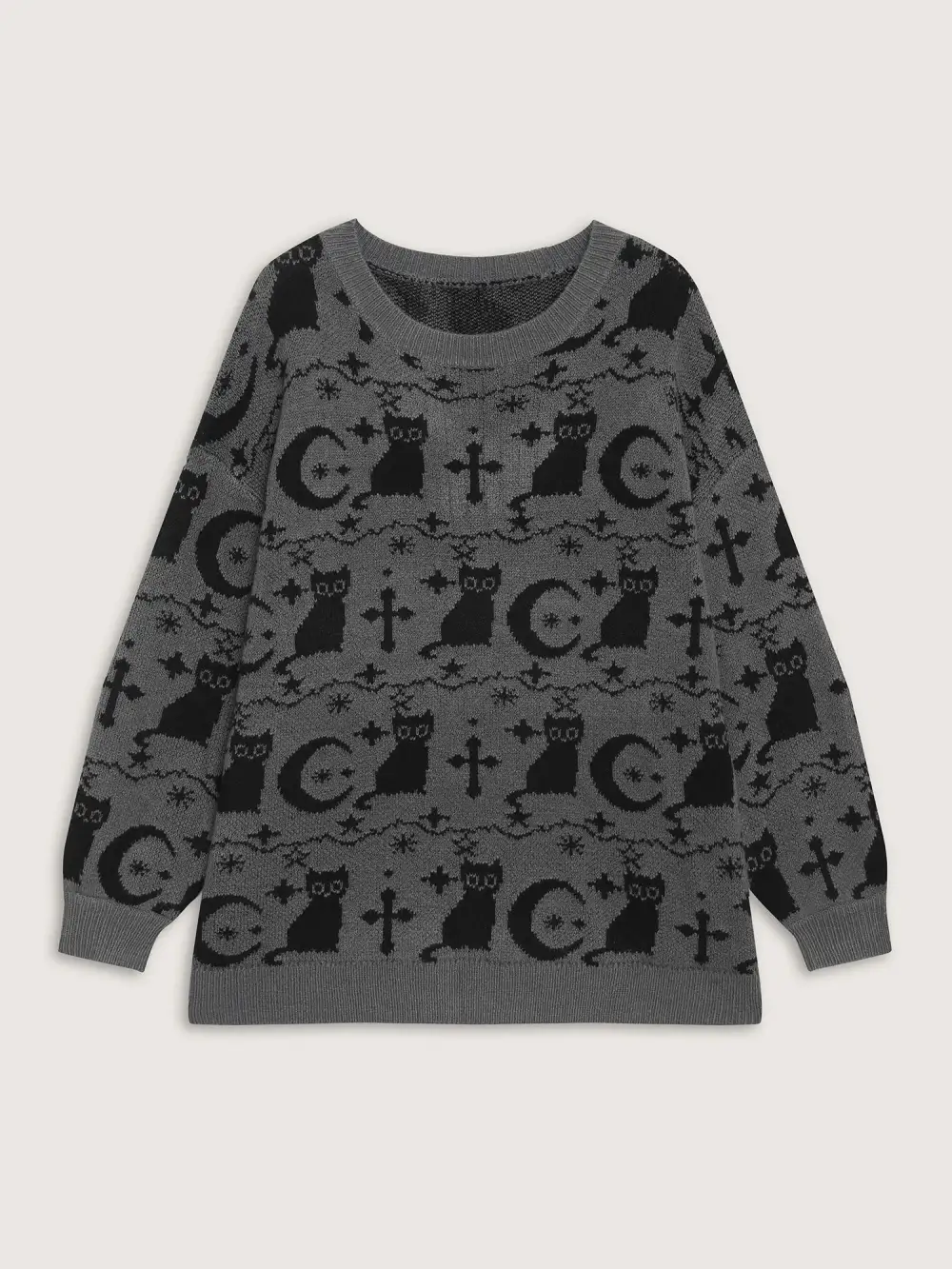 Spooky Cat Puffy Sleeve Pullover