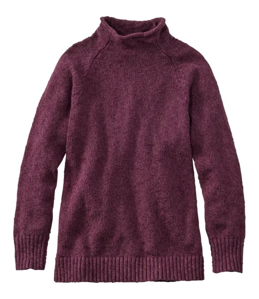 Women's Cotton Ragg Sweater, Funnelneck Pullover