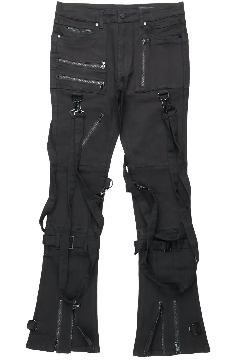 Rowen Black Stacked Flare Jean