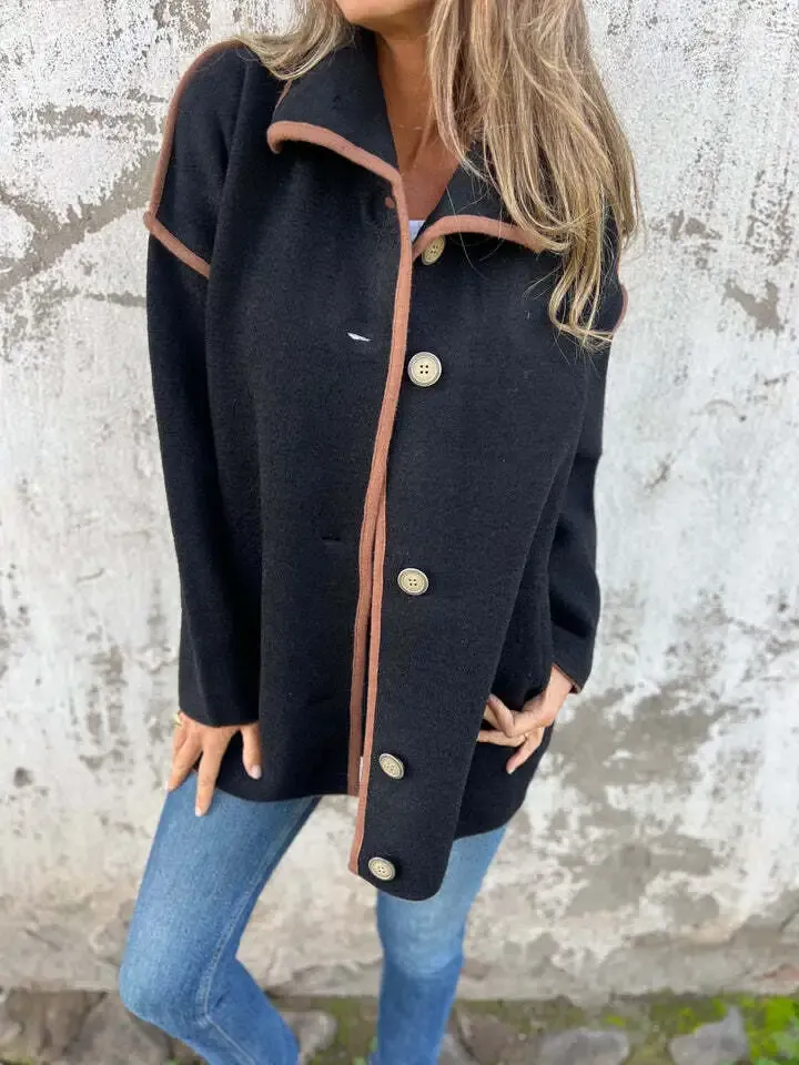 New autumn and winter women's lapel woolen coat