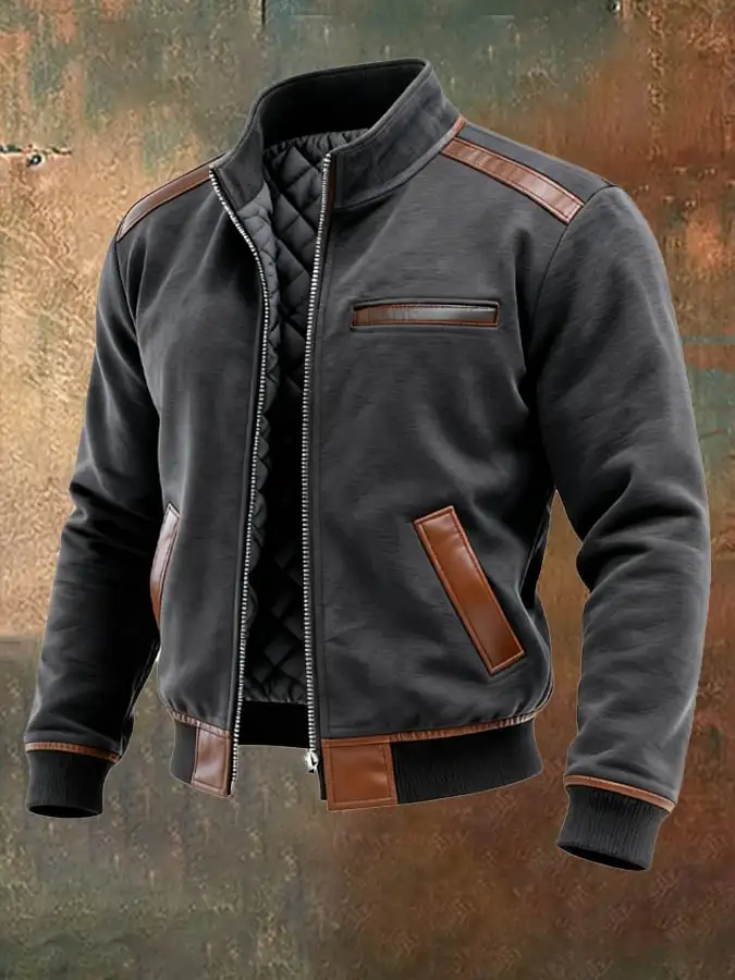 Men's Vintage Suede and Leather Multi-Pocket Outdoor Jacket