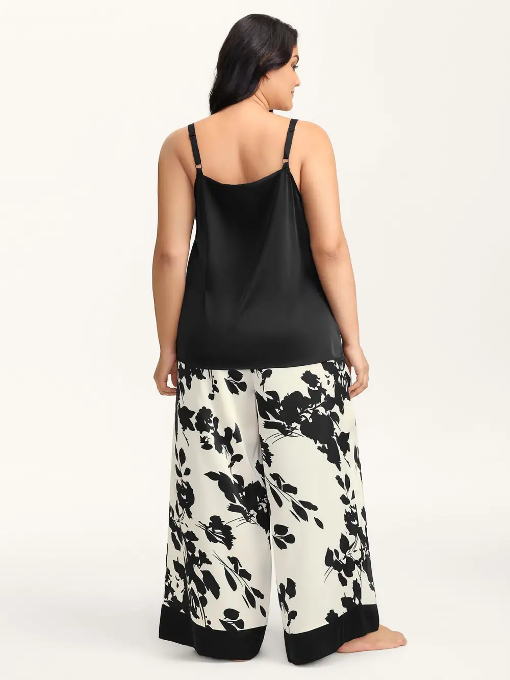 Color Contrast Floral Loungewear Set