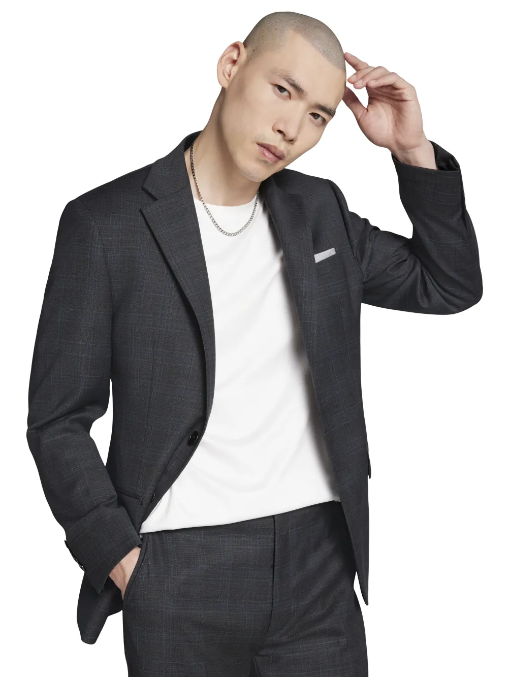 Calvin Klein Slim Fit Wool Blend Plaid Suit Jacket