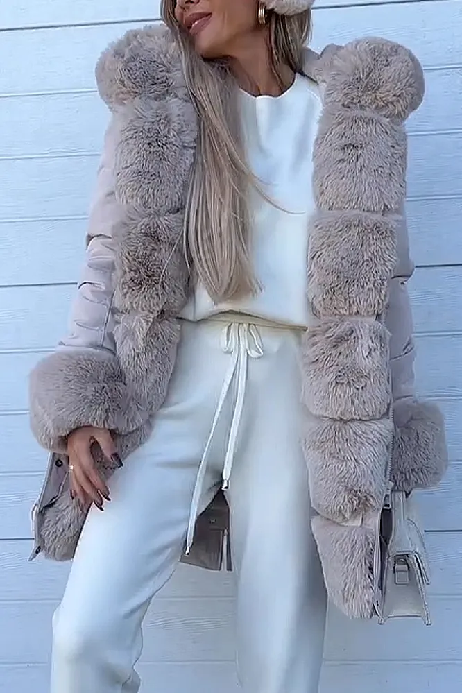 Women's casual down hairy jacket