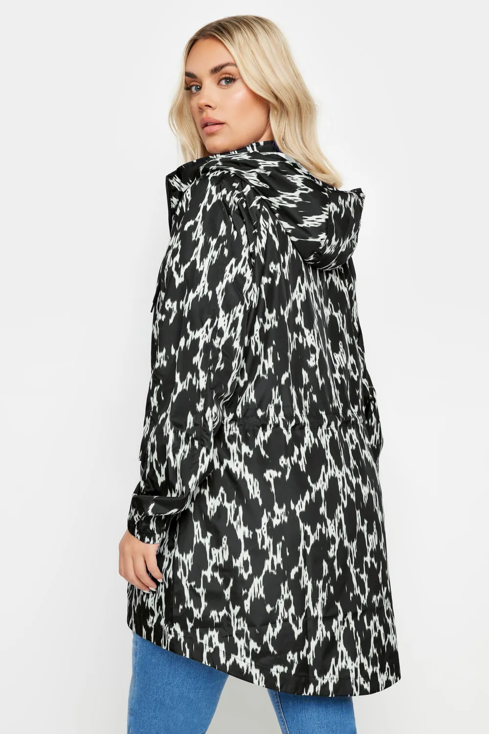 YOURS Curve Black Drawstring Lightweight Parka Jacket