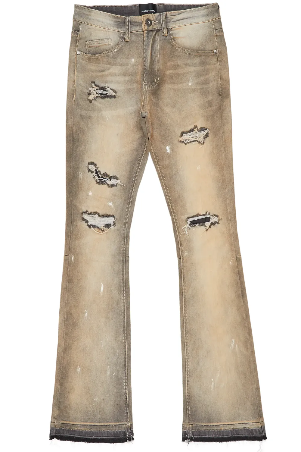 Garth Grey Patched Stacked Flare Jean