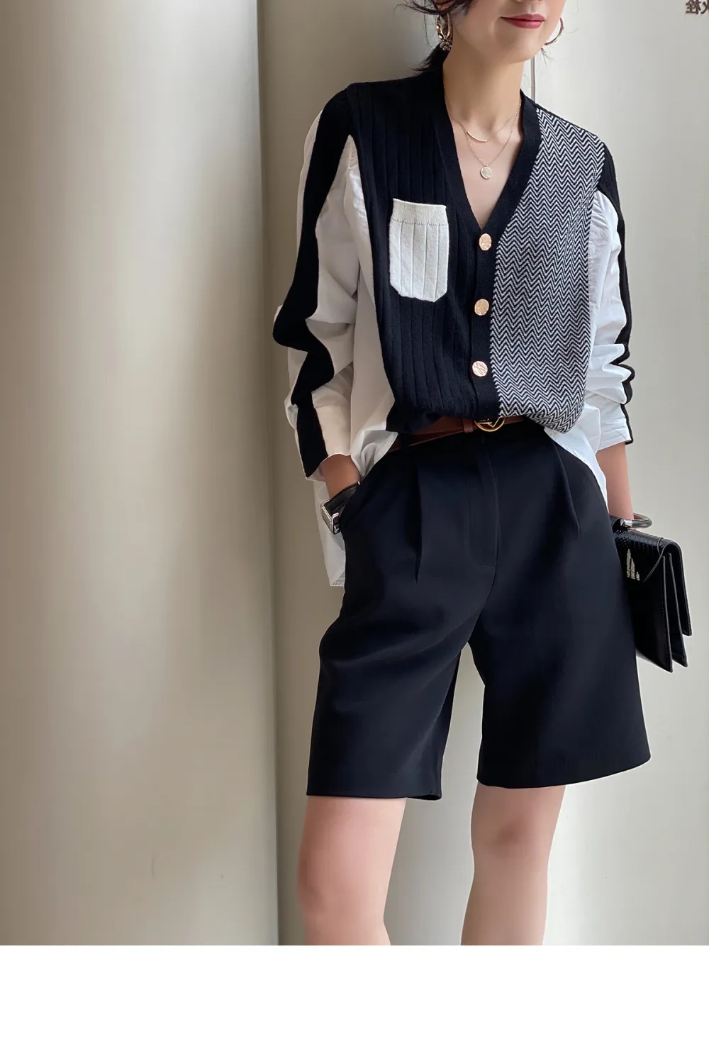 Irregular Shirt Stitching Elegant Cardigan