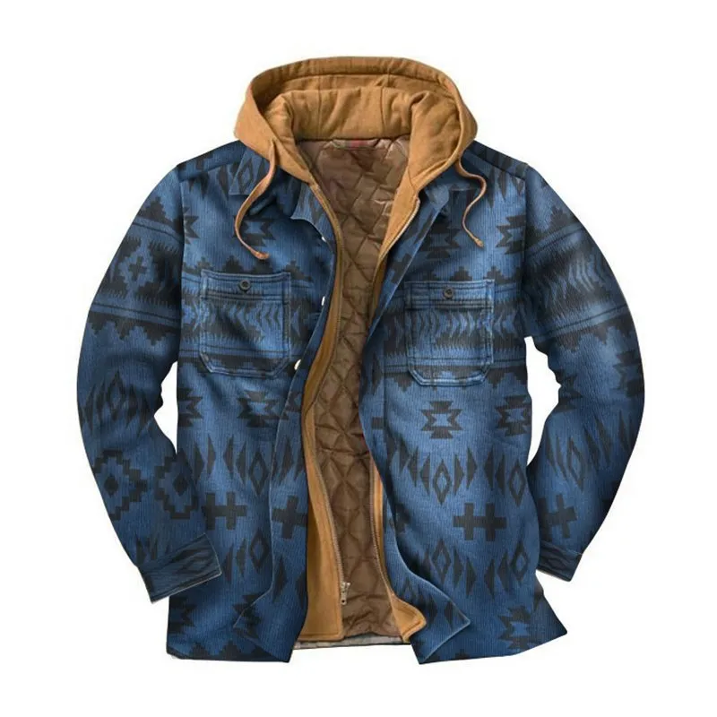 Mens Winter Plaid Thick Casual Jacket