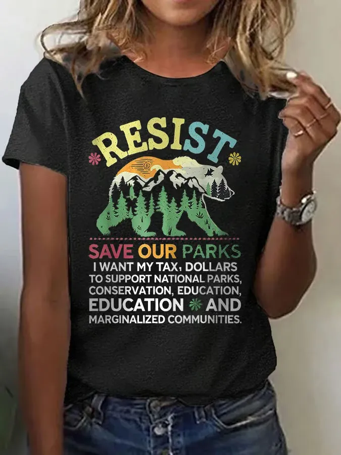 Women'S Support Our National Parks Printed T-Shirt