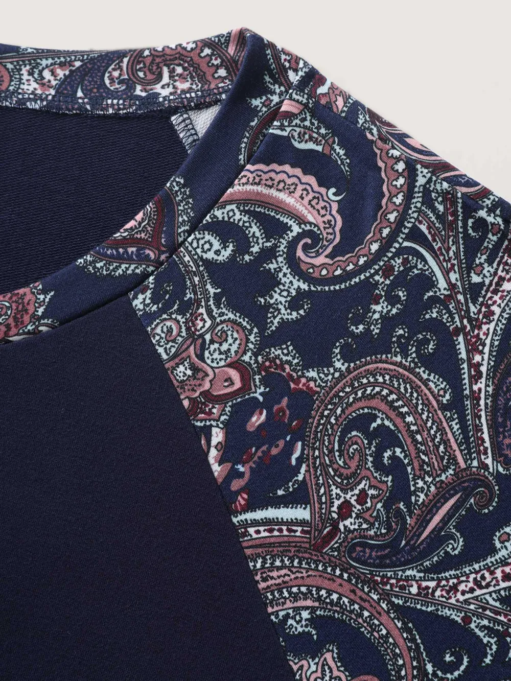 Supersoft Colorblock Paisley Print Sweatshirt
