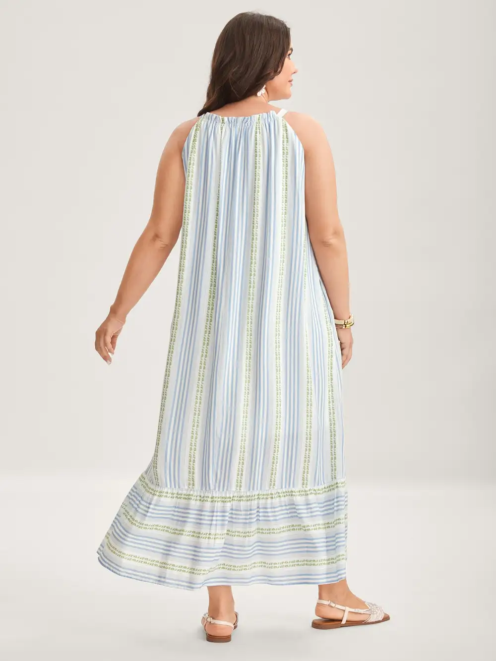 Nautical Stripes Flared Midi Dress