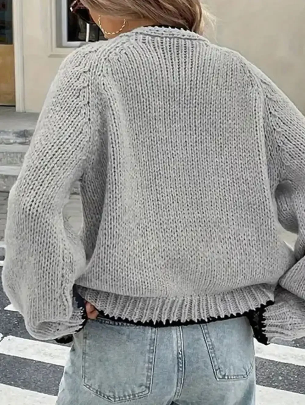 Loose-fitting bow tie cardigan jacket