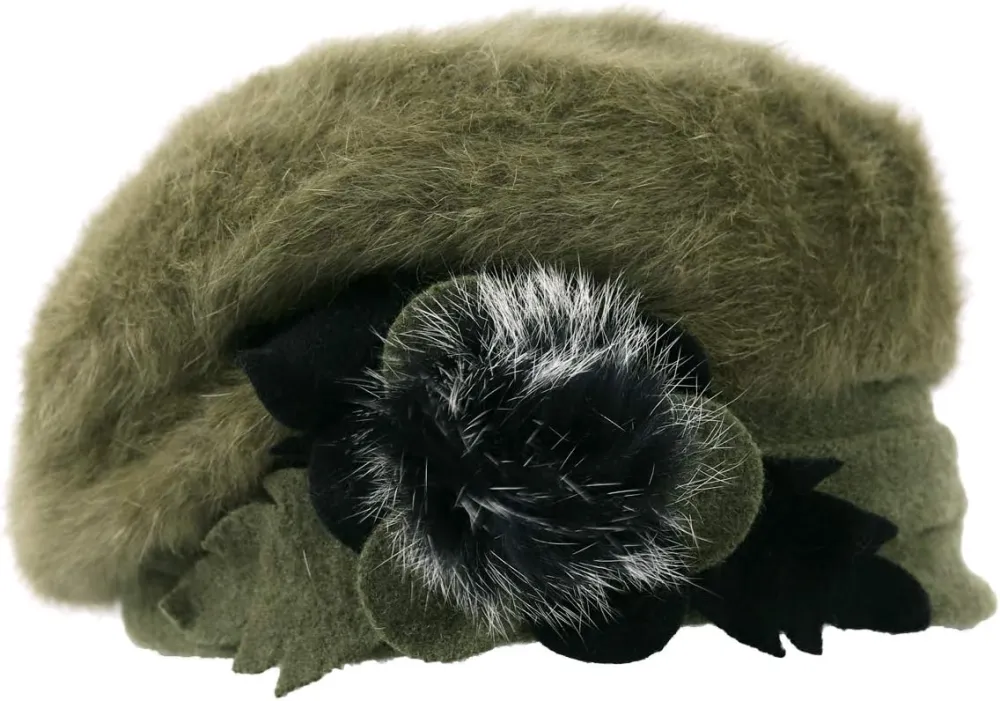 Lady French Beret 100% Wool Beret Floral Dress Beanie Winter Hat