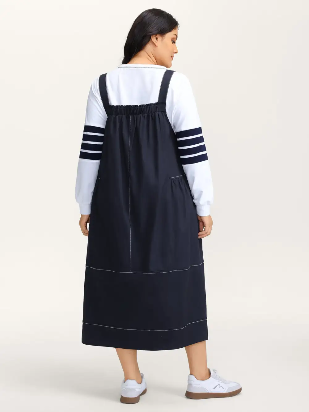 Pure Cotton Overall Adjustable Midi Dress