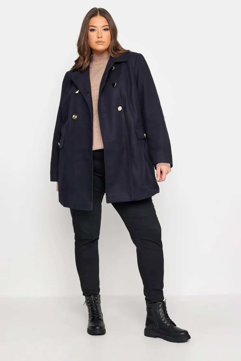 YOURS Curve Camel Brown Collared Formal Coat