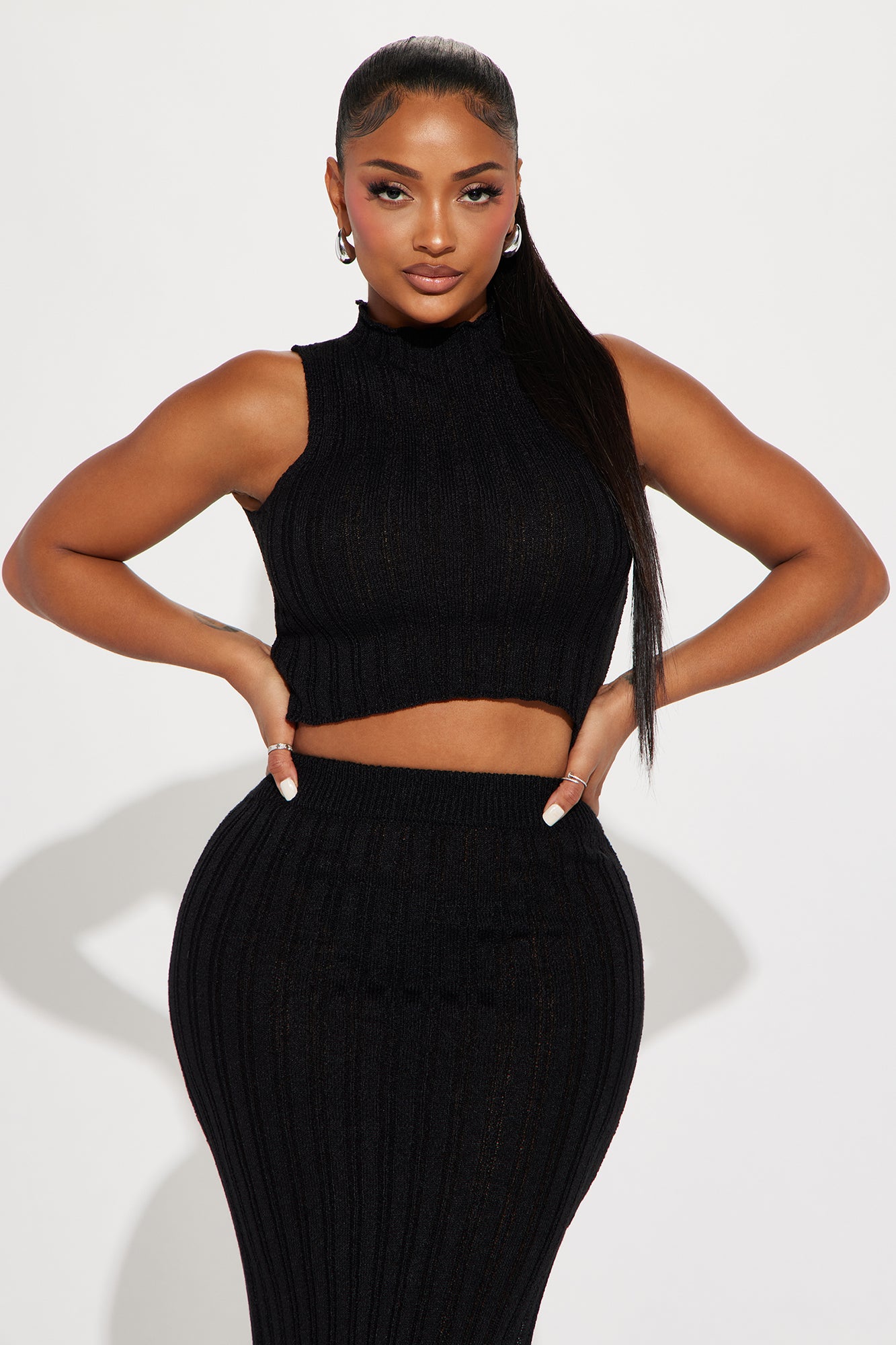 Cierra Sweater Skirt Set - Black