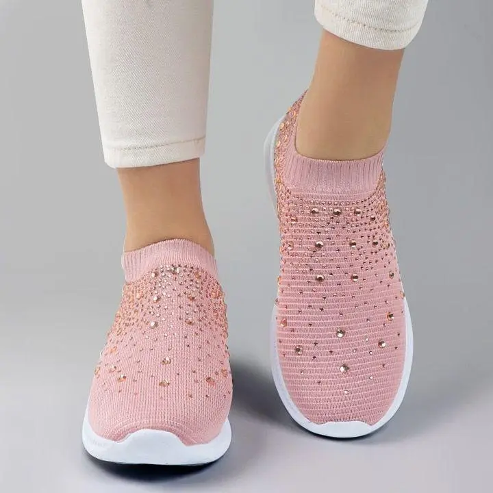 Women's Crystal Breathable SlipOn Walking Shoes