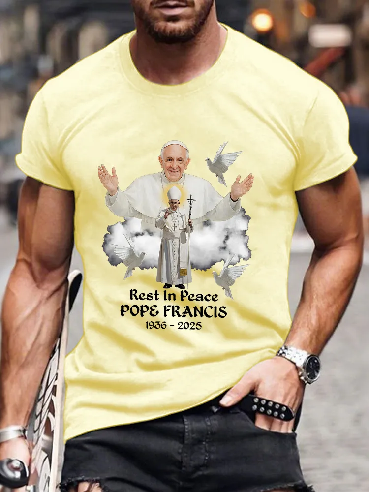 Men's Rest In Peace 1936-2025 Print Short Sleeve Round Neck Cotton T-Shirt